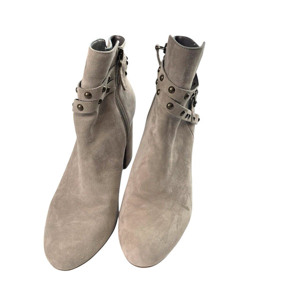 BP Brass Plum Taupe Faux Suede Boots Women Size 8M Studded Short Booties Western - Picture 4 of 10